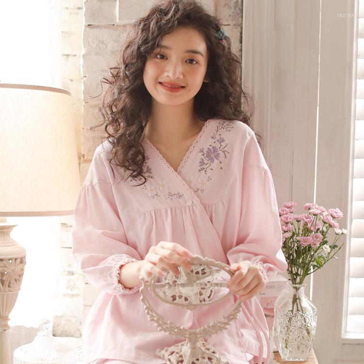 

Women's Sleepwear Embroidery Women Kimono With Belt Pajamas Sets 2PCS Sexy Cardigan Bathrobe Nightwear Casual Home Wear Robe Clothing, Pink