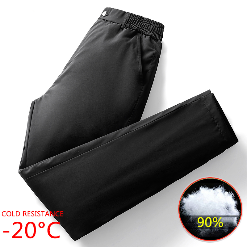 

Men s Pants KKSKY Winter Warm Men Down 90 White Duck Outdoor Sports Waterproof Straight Male Hiking Trousers 4XL 230217, Black