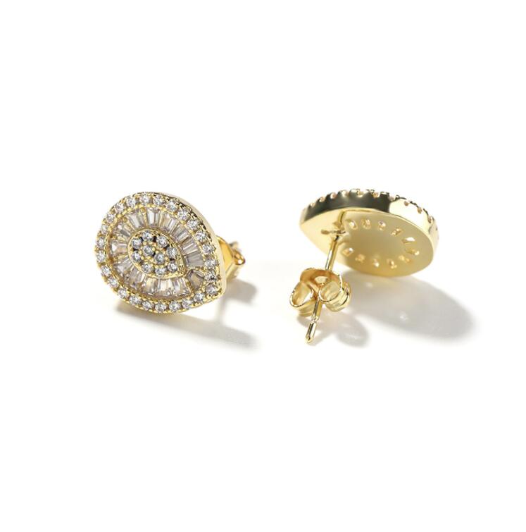 

1 Pair Hip Hop Chandelier AAAAA CZ Stone Paved Bling Ice Out Droplet Shape Stud Earrings for Women Fashion Jewelry Drop Shipping