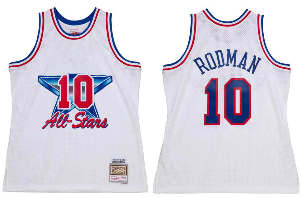 

Dennis Rodman Stitched basketball Jersey S-6XL Mitchell Ness jersey 1992 STAR Mesh Hardwoods Classics retro jerseys Men Women Youth white red 10, Stitched jersey