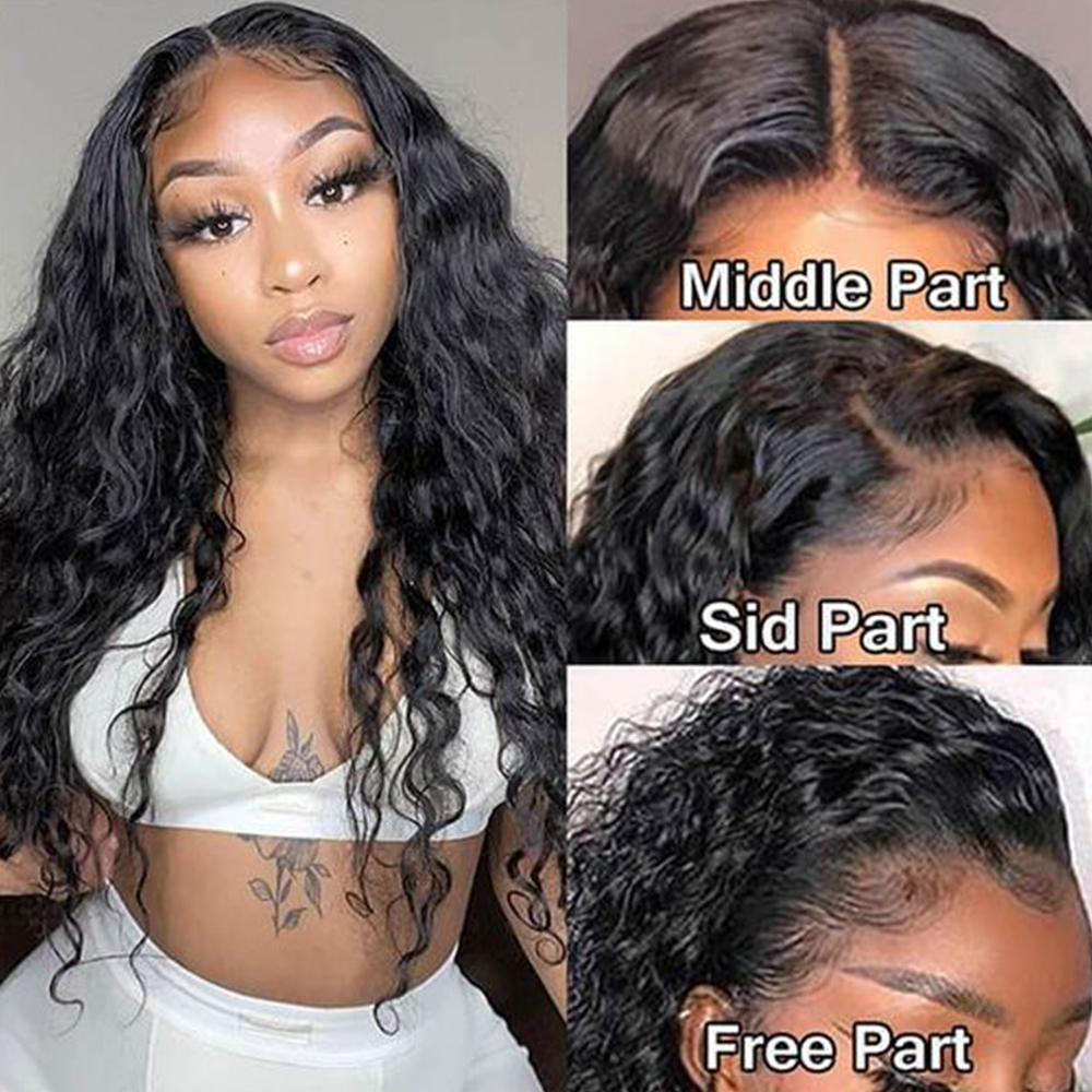 

Water Wave Lace Front Wig Hd Lace Frontal Wig Lace 30 Inch Curly Human Hair Wig, Others color