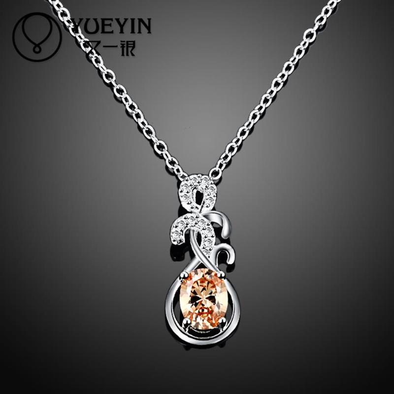 

Pendant Necklaces Silver Plated Big Crystal Necklace For Women Cubic Zirconia Wedding Party Jewelry Stone FashionPendant