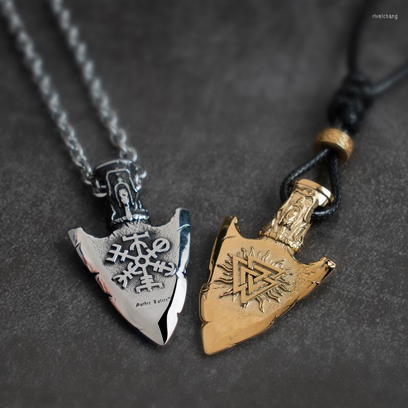 

Pendant Necklaces Vintage Viking Pattern Necklace Titanium Steel Arrow Hip-Hop Men Personality Domineering Accessories Jewelry
