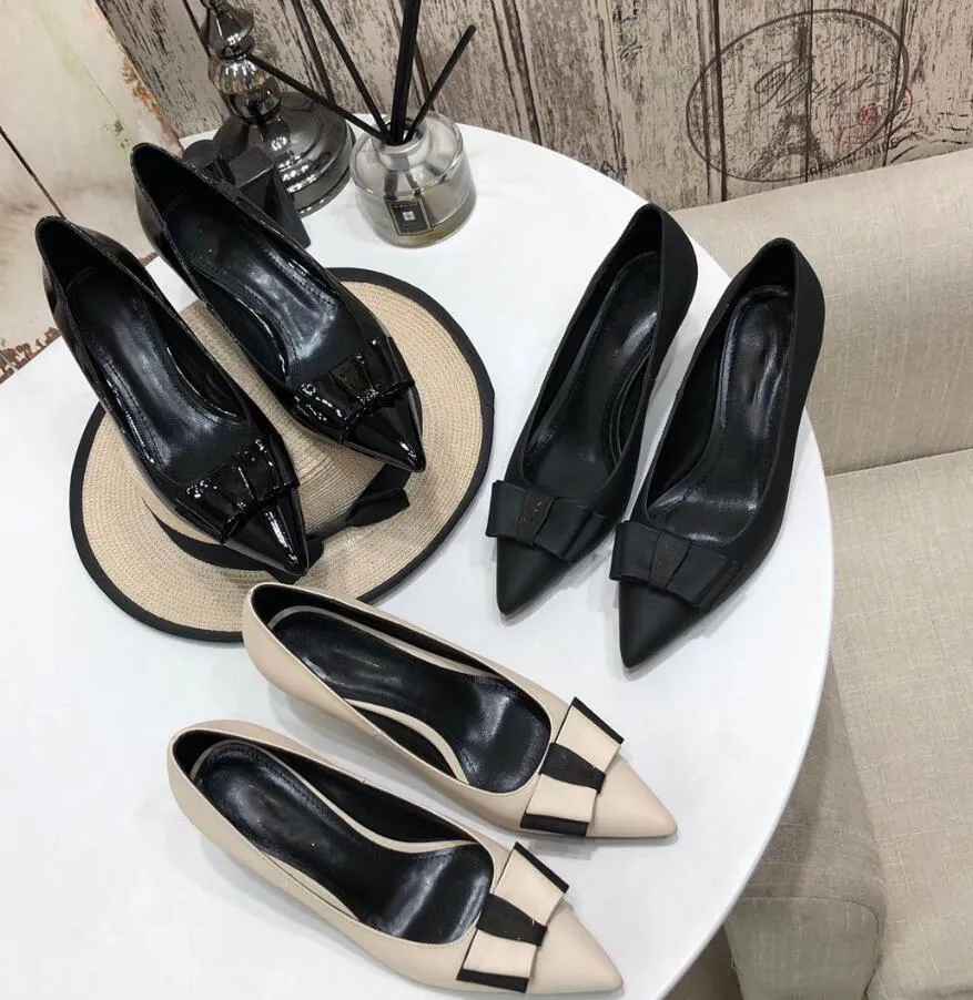 

Luxury Designer Women Sandals Pointed Bow Shallow High heels Cat Root Pointed Toe Sandals fashionable comfortable Size, Color1