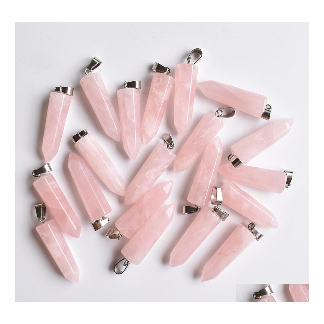 

Charms Assorted Natural Stone Pendants Point Hexagonal Pillar Pendant For Jewelry Necklace Earrings Making Drop Delivery Findings Com Dh07M