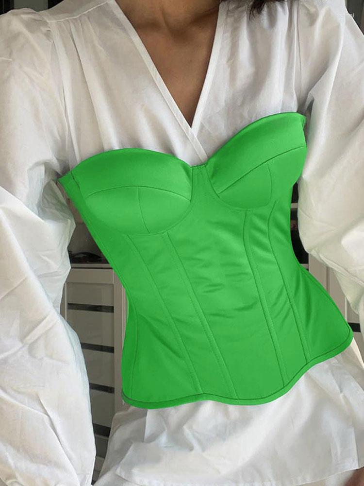 

Women' Tanks Bangniweigou Vintage Corset Bandeau Top Women Strapless Body Shaping Slim Clothes Solid Color Fashion Lace-up Bustier Tops, Purple