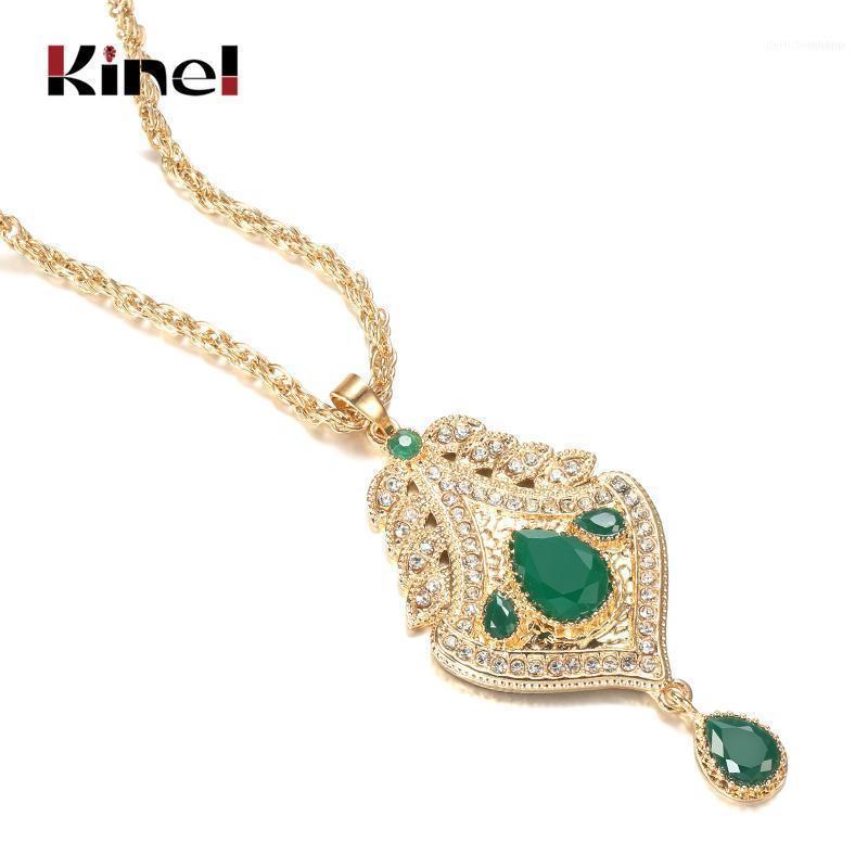 

Chains Kinel 2023 Hawaiian Gold Color Women Pendant Necklace Hollow Metal Arabesque Leaf Long Chain Ethnic Wedding Jewelry1