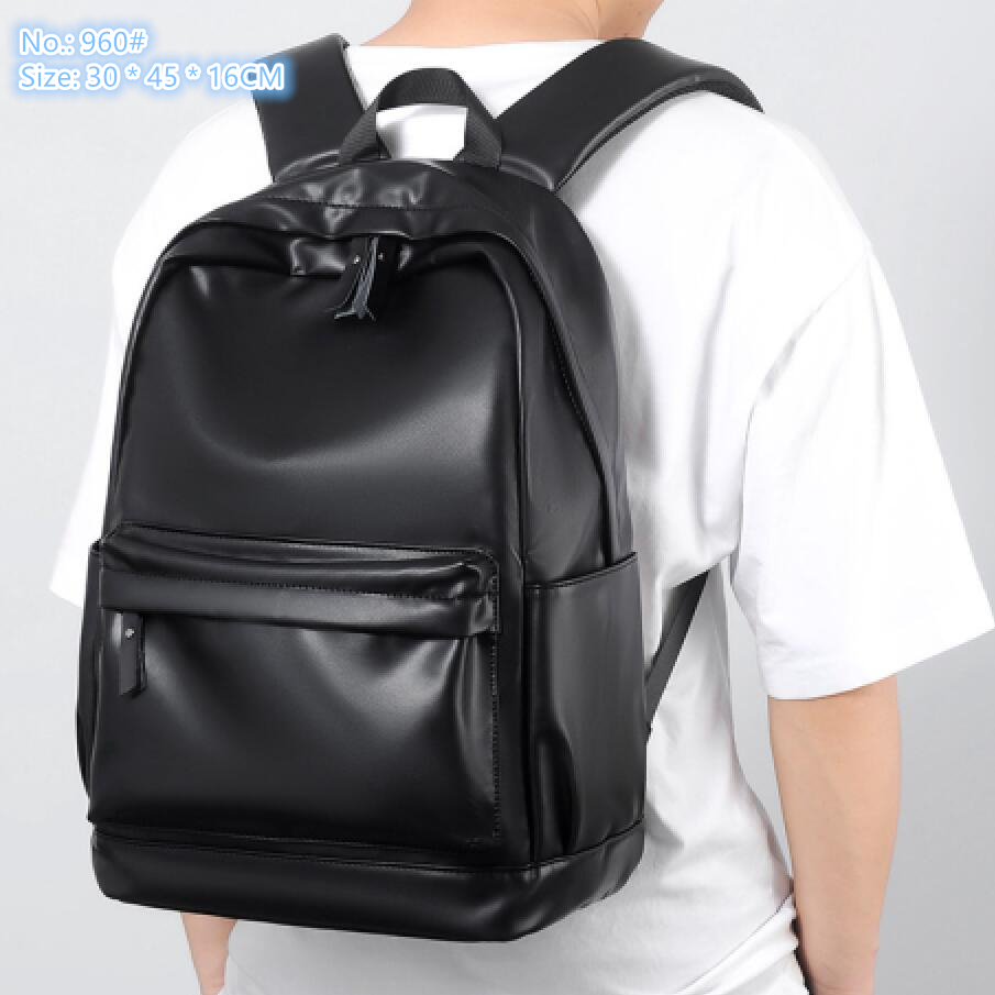

Factory wholesale men shoulder bags 2 colors college style solid color leather backpack simple atmosphere vertical mens handbag Joker computer bag, Blue-960#