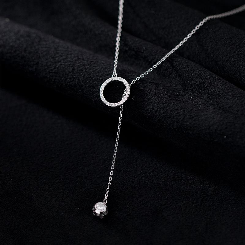 

Chains Solid 925 Sterling Silver Necklaces For Women Teen Girls Y Adjustable Ball Crystal Jewelry Ladies Gifts 2023 WholesaleChains