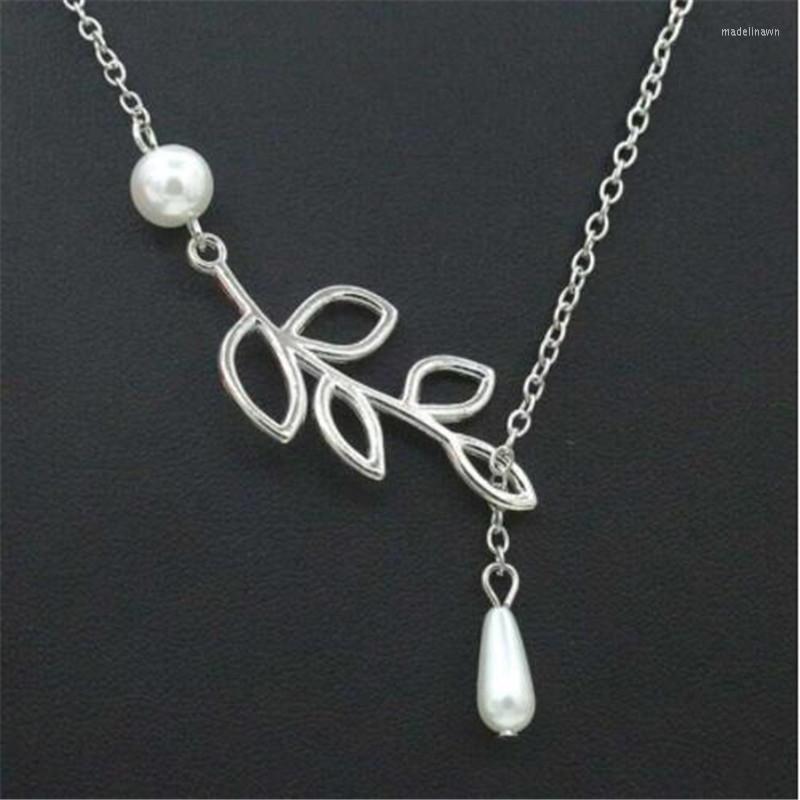 

Chains 2023 Fashion Luxury Leaf Imitation Pearl Necklace Circle Lariat Jewelry Wedding Party Gift Tree