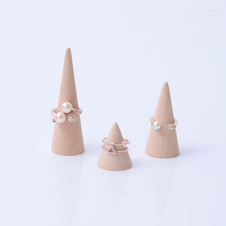 

Jewelry Pouches Fashion Solid Wood Ring Display Holder Point Stand
