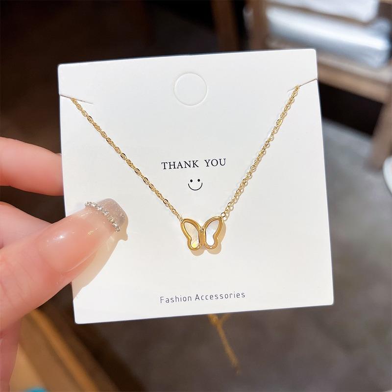 

Pendant Necklaces Stainless Steel Simple Butterfly Necklace For Women Fashion Luxury Zirconia Choker Female Jewelry GiftsPendant