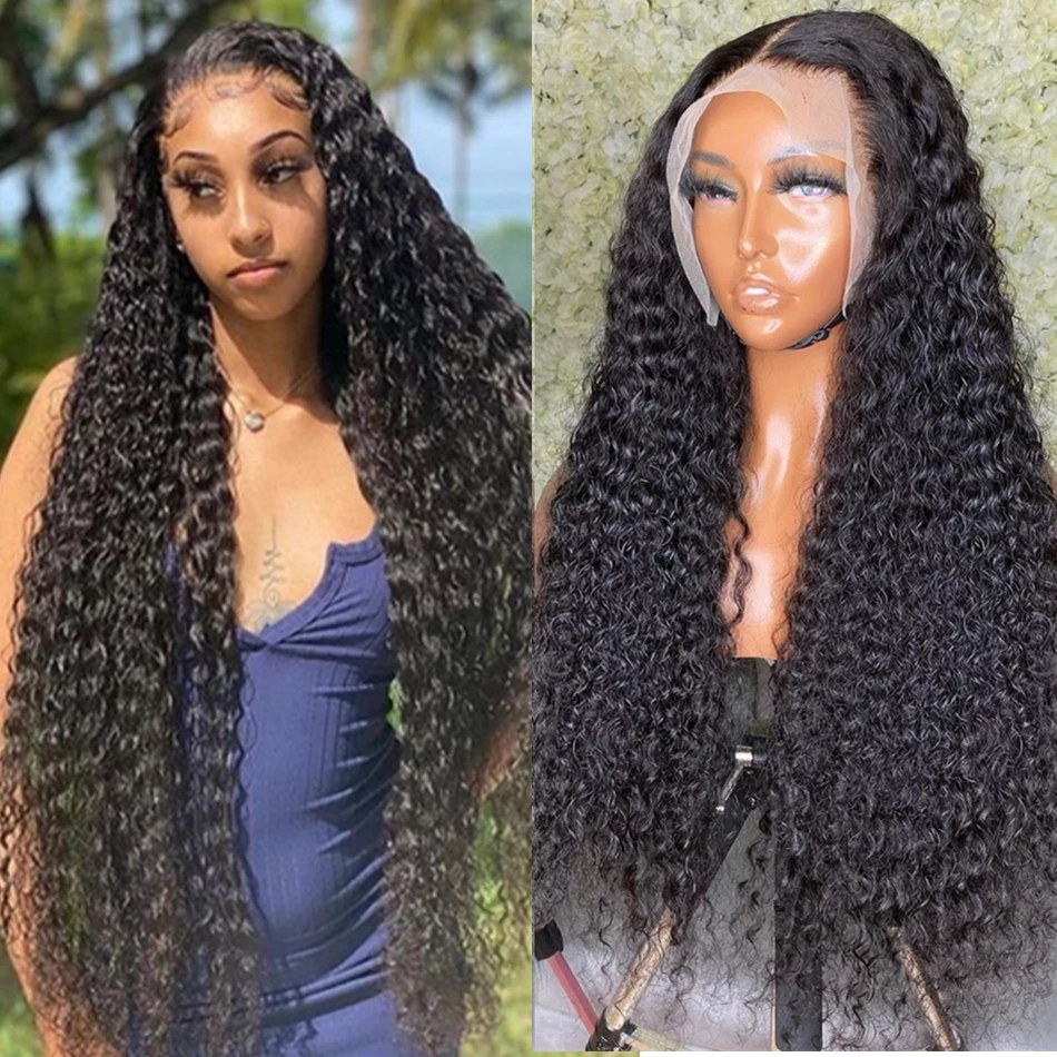 

Deep Wave Frontal Wig Brazilian 5x5 Closure HD Wet and Wavy Lace Front Wig Water Wave Curly Human Hair Wigs For Women, Others color