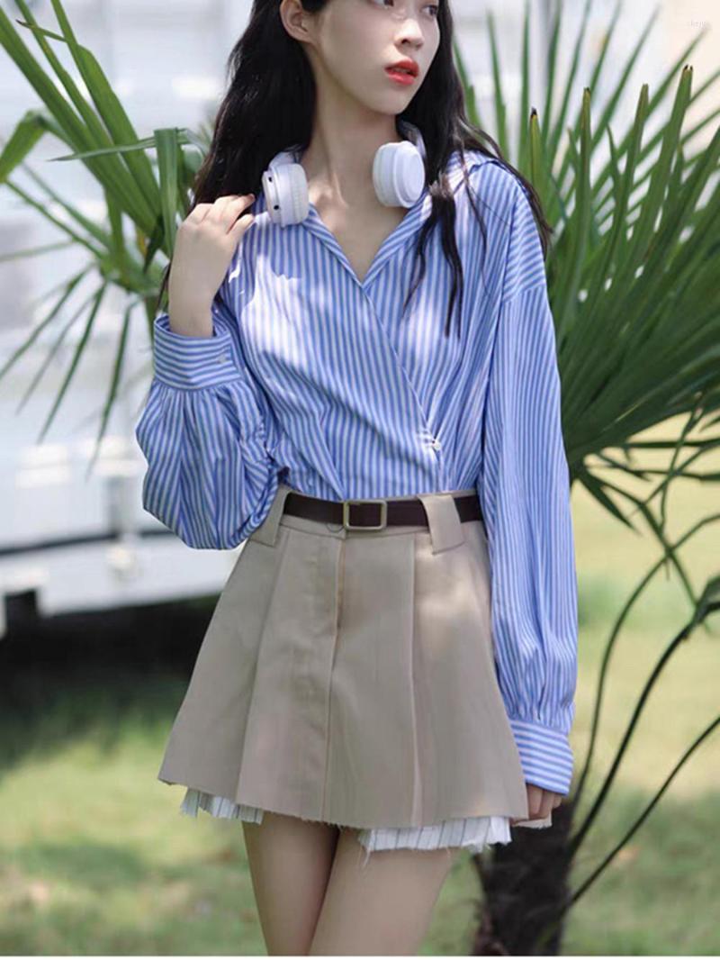 

Women's Blouses Women's Shirt Simple Irregular Stripes Lace-up Turn-down Collar Casual Spring Summer 2023