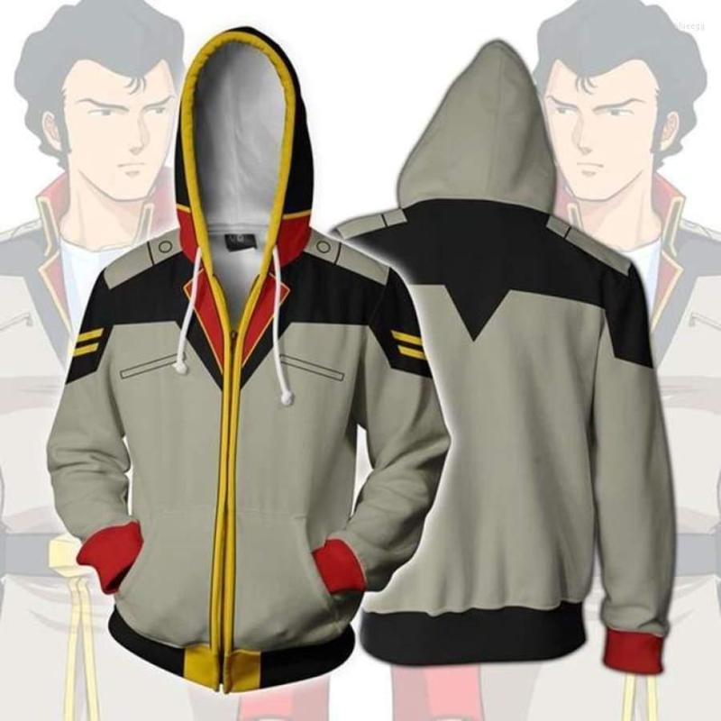 

Men' Hoodies Fashion MOBILE SUIT GUNDAM Cosplay Sweatshirts 3D Printed Zip Hooded Jackets Men