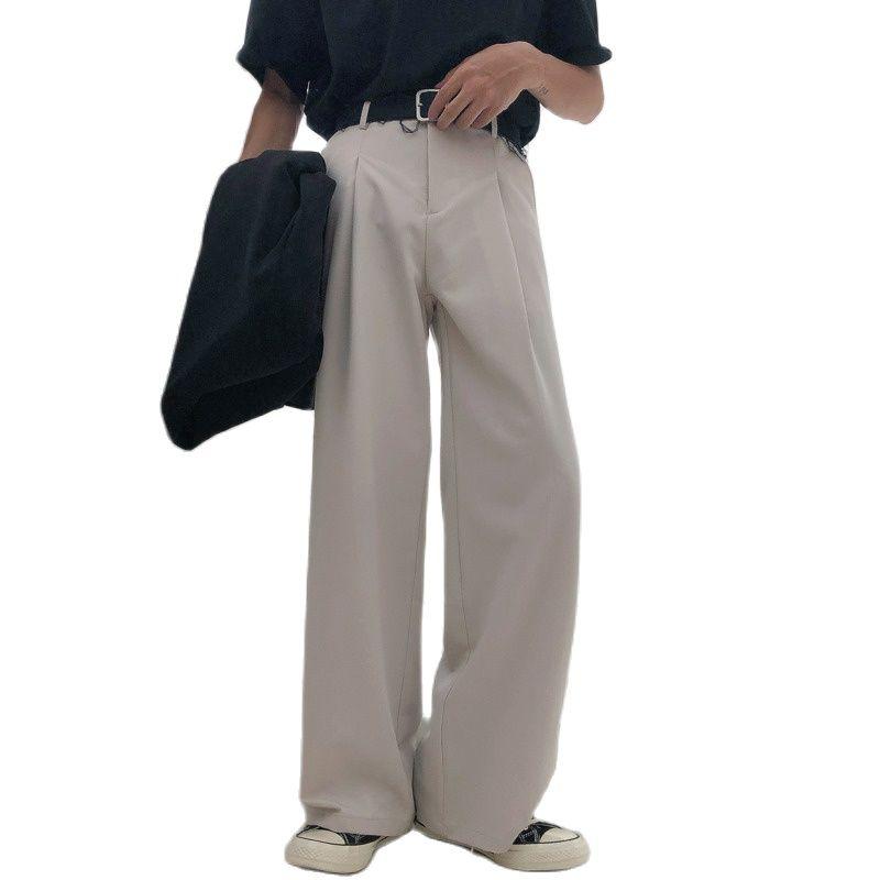 

Men's Pants Autumn Wide-leg Mop For Men Korean Streetwear Fashion Loose Straight High Rise Casual Trousers 9Y3527Men's, Black