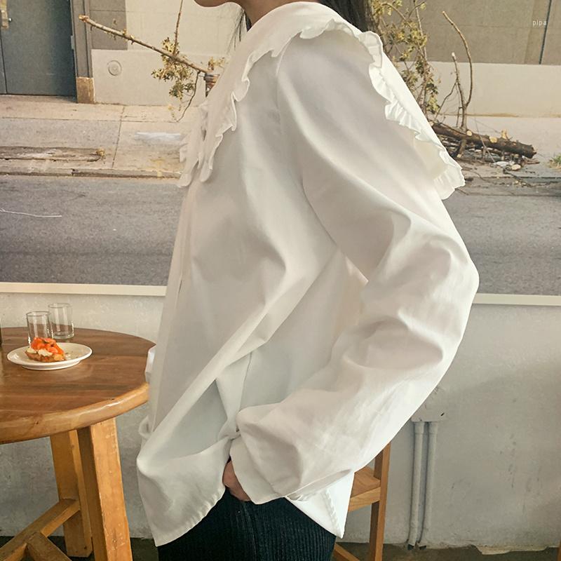 

Women' Polos Korean Autumn White Shirt Design Sense Niche Hundred