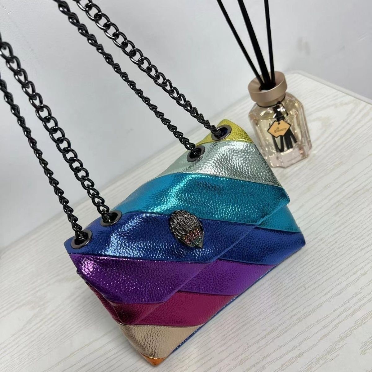 

New Arrival Womens Kurt Geiger Bag Eagle Head London Mini Kensington Crossbody Bags Rainbow Shoulder Handbags Leather Chain Ladies Small