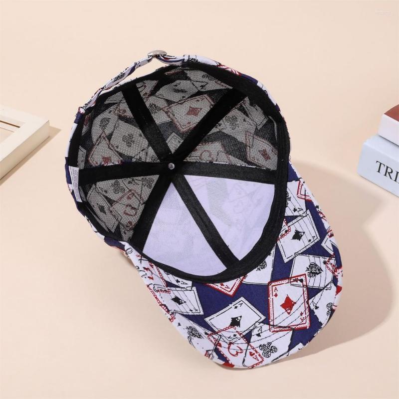 

Berets Chic Men Peaked Hat Lightweight Adjustable Head Circumstance Cool Poker Print Extended Brim Women