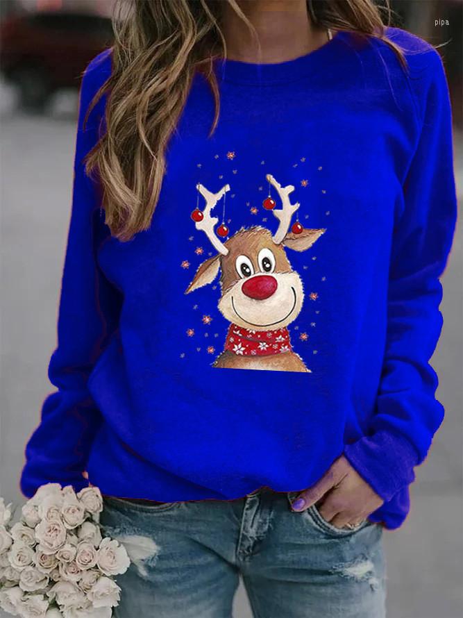 

Women's Polos Sleeve Casual Tree Print Pullover O-Neck Sweatshirt Christmas Clothing Merry Tops Harajuku Ladies Fashion Long, Rose red