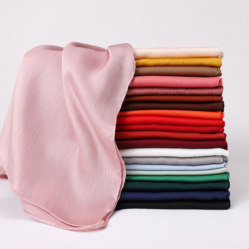 

Scarves 50pcs High Quality Satin Wrinkle Chiffon Scarf/scarves Hijab Muslim Shawl Long Wrap Soild Headband Can Choose ColorsScarves