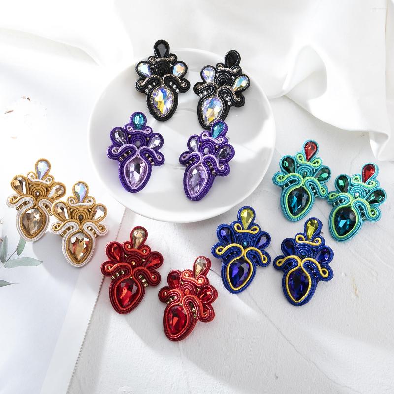 

Dangle Earrings KPacTa Light Luxury Handmade Weaving Soutache Drop Earring Ethnic Jewelry Female Crystal Banquet Gifts Boucle D'oreille