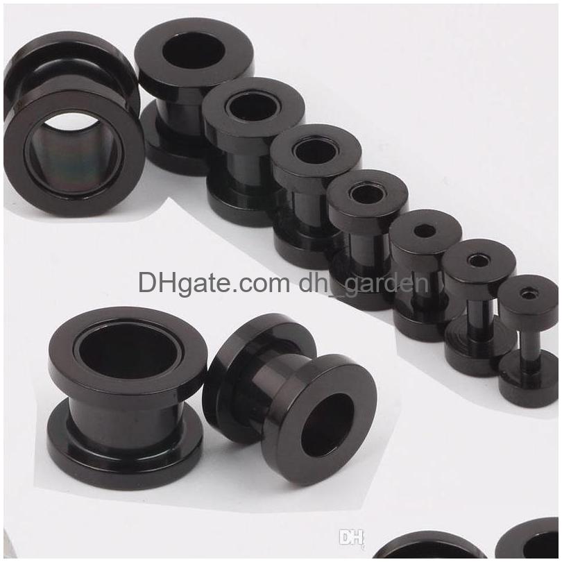 

Plugs Tunnels 100Pcs/Lot Mix 210Mm Stainless Steel Screw Black Ear Plug Flesh Tunnel Piercing Body Jewelry Drop Delivery Dhgarden Dhitd