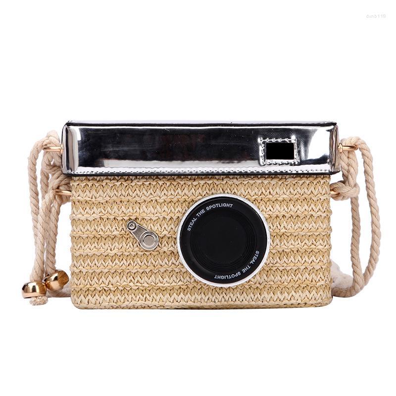 

Evening Bags Woman Crossbody Ladies Handbag Summer Literary Fashion Personality Single Shoulder Messenger Camera Shape Design Box Bag, Brown