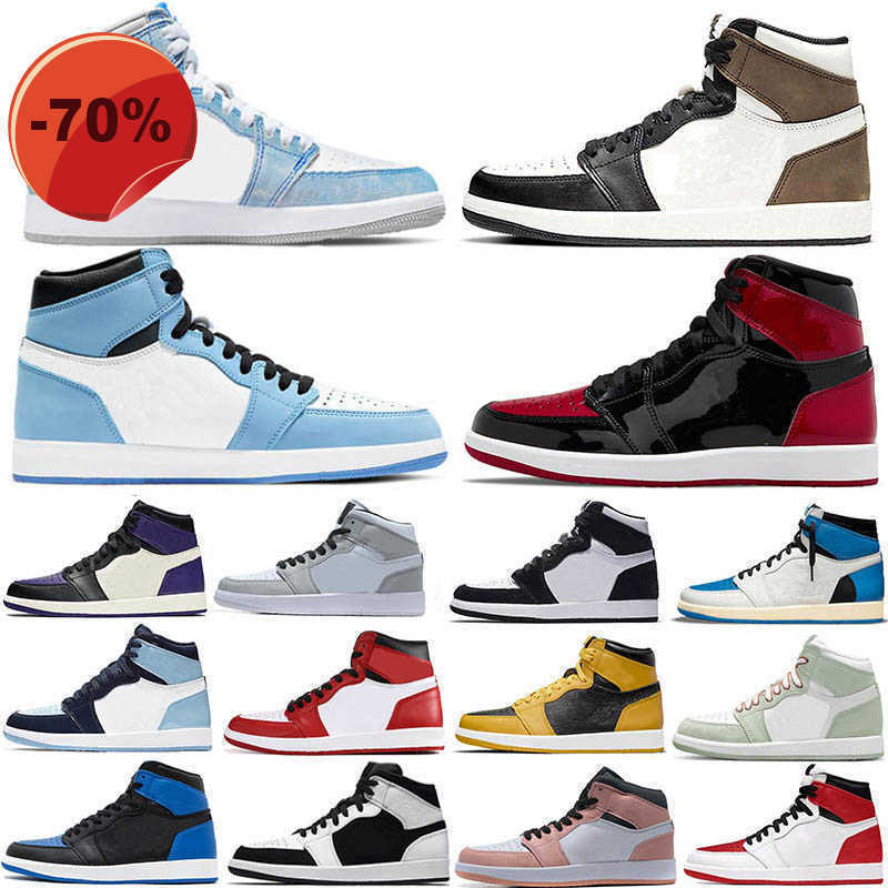 

Sandals 1 Jumpman Basketball shoes Men 1S University Blue Hyper Royal Patent Panda OG dark Mocha bred shadow UNC Smoke Grey Women Sports Sneakers
