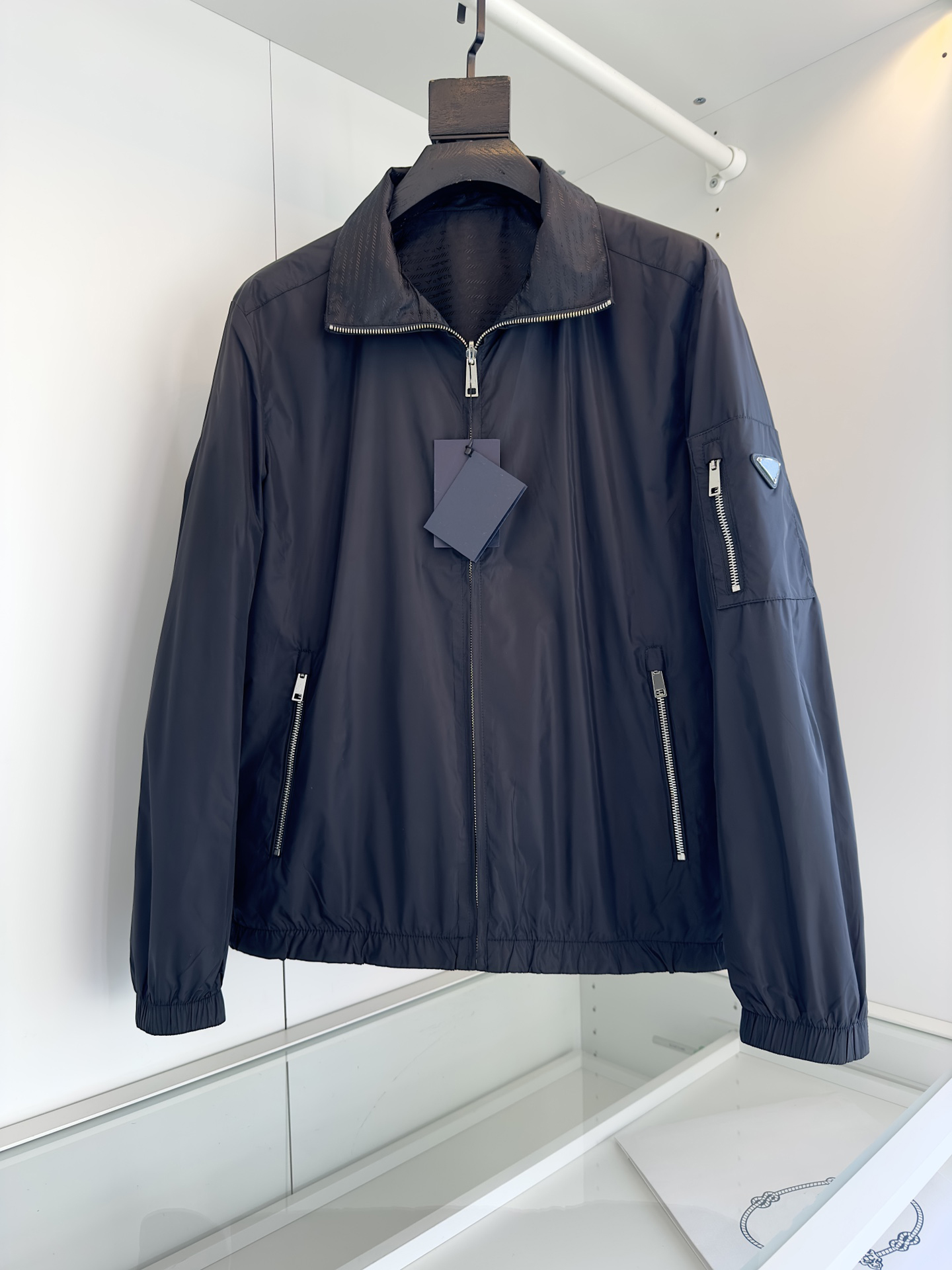 

Highend mens clothing brand black jacket fashion double sided wear design Asian size jacket luxury designer jacket