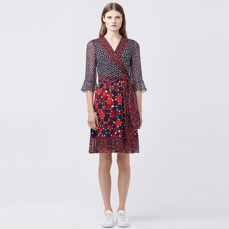 

Casual Dresses Summer Polka Dot Dress Ladies Trumpet Sleeve Lace High Waist Wrapped Lotus Leaf Break DressCasual CasualCasual, Red