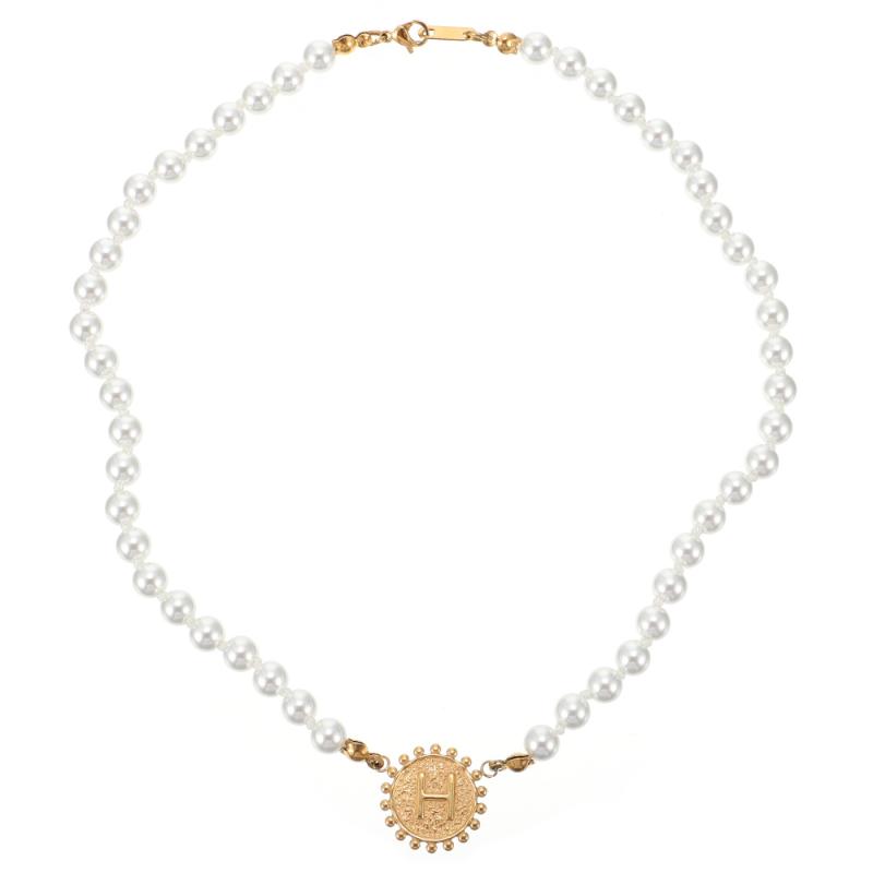 

Pendant Necklaces 1Pc Pearl Letter Design Necklace Fashion Simple Neck For Golden