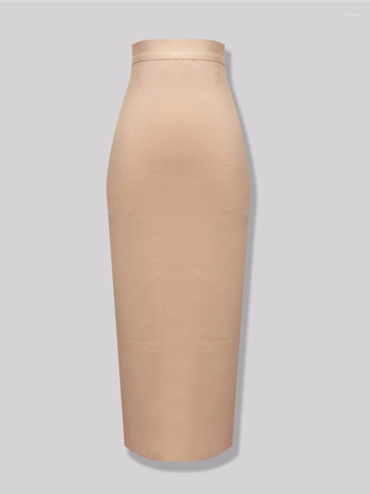 

Skirts 13 Colors Fashion Women Sexy Pink Yellow Bandage Skirt Elastic Elegant Pencil 78cm, H666-beige