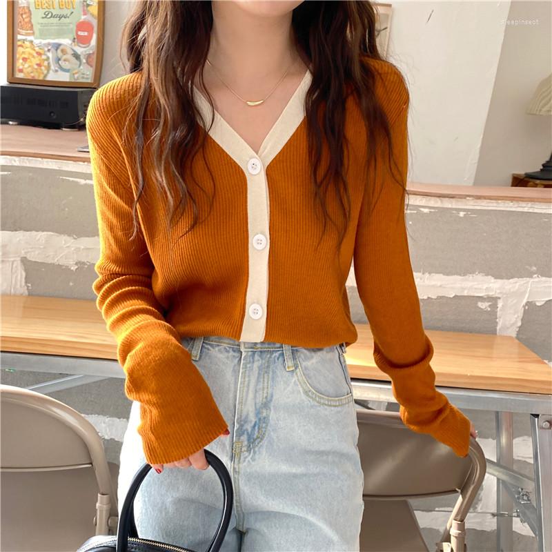 

Women's Knits 2023 Women Sweater Cardigan Cotton V-Neck Long Sleeve Button Spring Autumn Casual Fitted Lady Knitwear Clothing Coat, Picture color