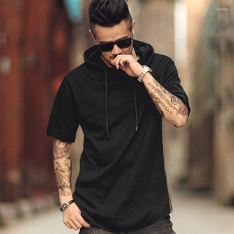 

Men's Hoodies Men Spring Solid Hooded Black Short Sleeve Sweatshirt Metrosexual Fashion Cotton Casual Brand Design SA-8