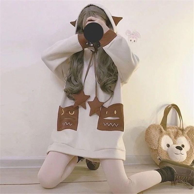 

Women' Hoodies Female Cartoon Women Girls Japan Cute Tops Casual White Sweatshirt Autumn Long Sleeve Lovely Korea Hoodie Streetwear & Sweat