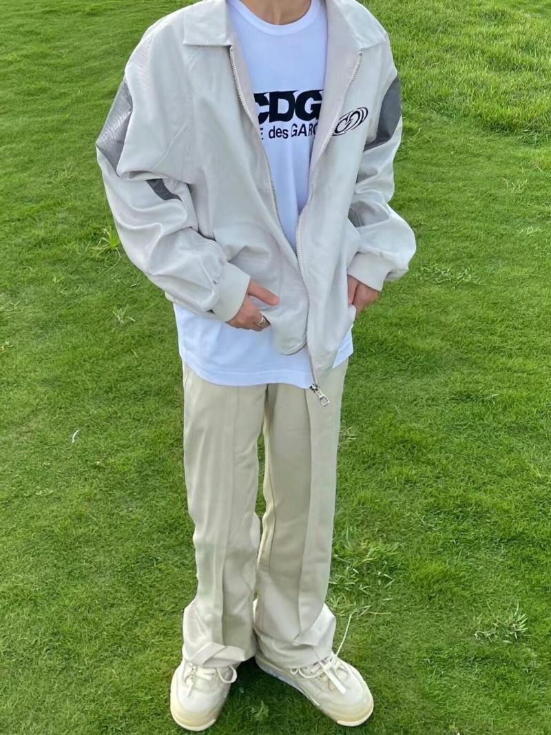 

Men' Pants Autumn Seam Straight Trousers Casual Suit Men And Women Loose Apricot High Street, Black