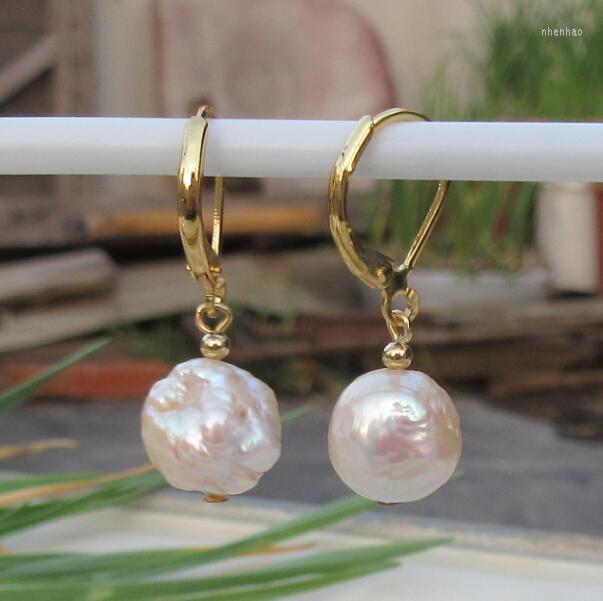 

Dangle Earrings Charming 10x11mm Natural South Sea Gold Pink Drop Pearl