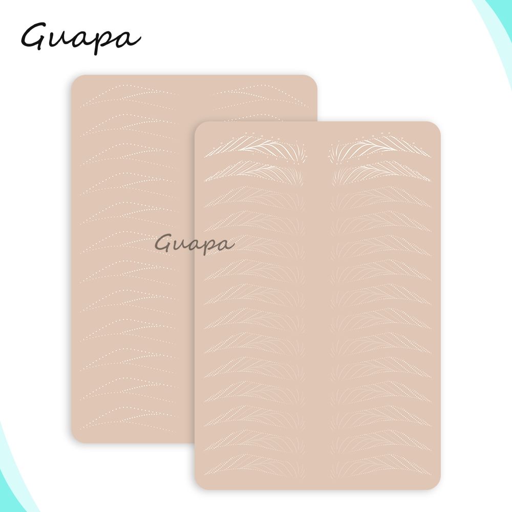 

Silicone Practice Skin Permanent Makeup Training Latex Sheet Double-Sided Print with Brows Design for Brows Hair Stroke Practice
