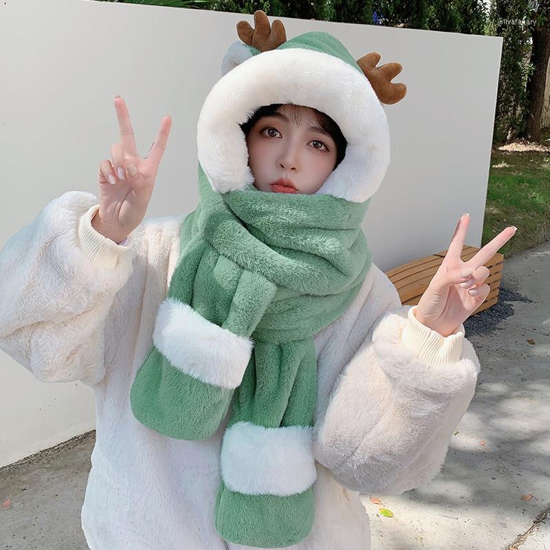 

Berets MAGOGO Women's Winter Thickened Warm Christmas Deer Hat INS, Green