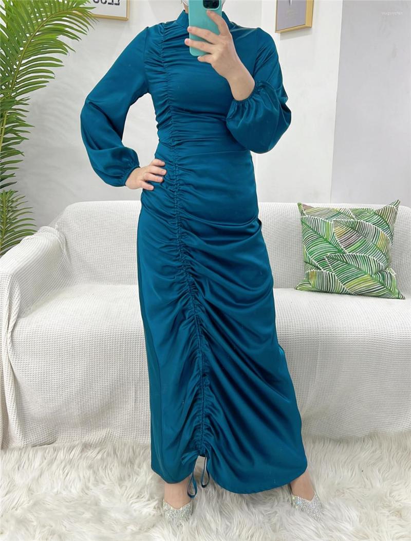 

Ethnic Clothing Muslim Fashion Abayas For Women Dubai Turkish Islamic Elegant Evening Gown Long Sleeve Shirring Dress 2023 Eid Mubarak