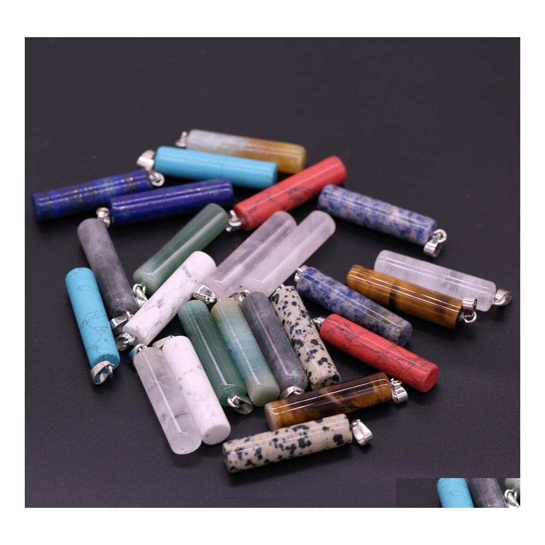 

Charms Natural Stone Pillar Column Turquoise Rose Quartz Healing Reiki Crystal Pendant Diy Necklace Earrings Women Fashio Yzediblesh Dhq41