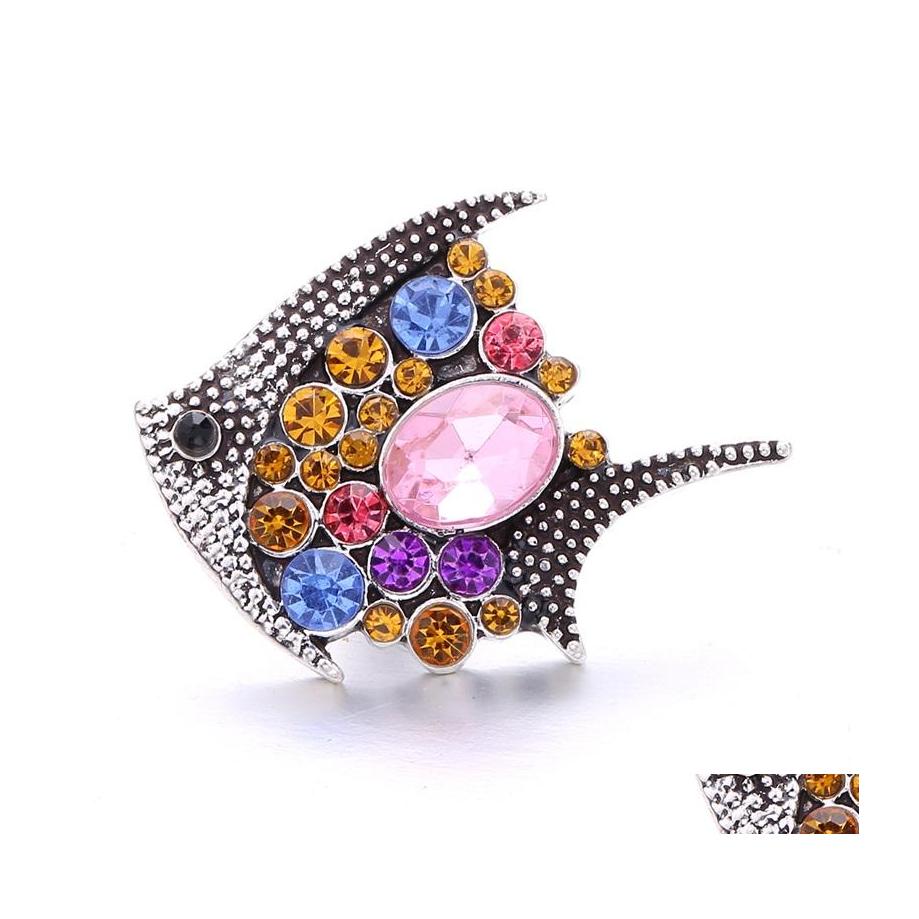 

Clasps Hooks Colorf Fish Rhinestone Fastener 18Mm Snap Button Clasp Sier Color Metal Charms For Snaps Jewelry Findings Suppliers D Dhiew