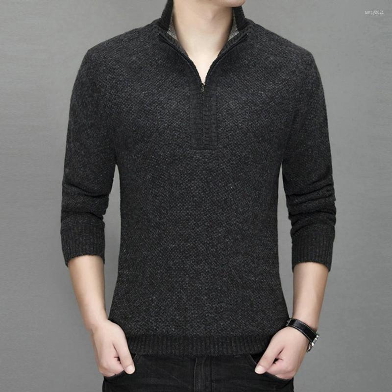 

Men's Sweaters Trendy Windproof Stand Collar Thicken Knitting Pullover Sweater For Daily Wear Men, Blue