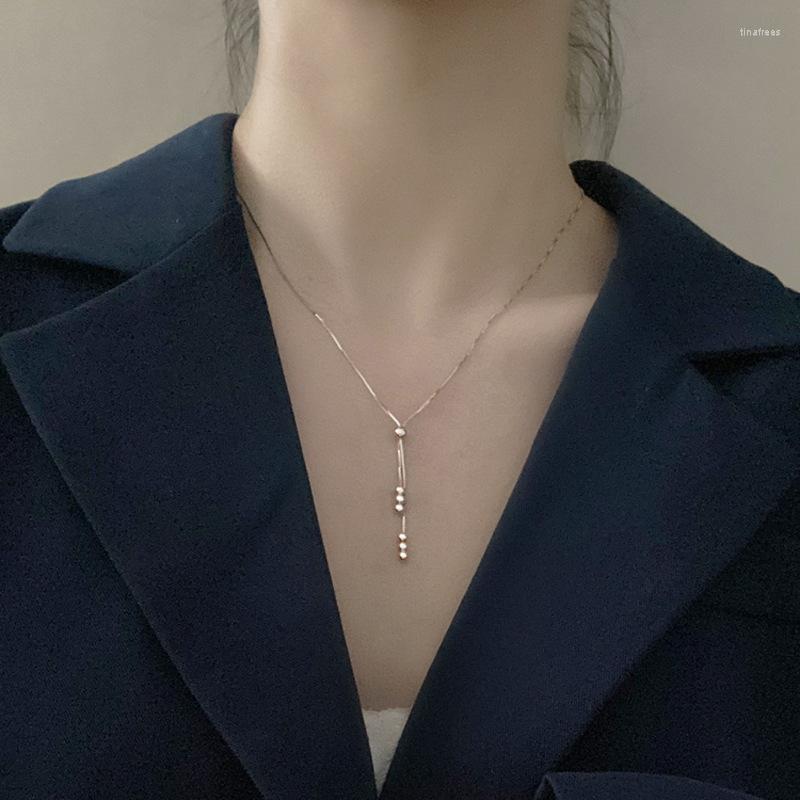 

Pendant Necklaces LUTAKU Delicate Long Tassel Bead Necklace Clavicle Chain For Women Choker Collares Wedding Jewelry Gifts