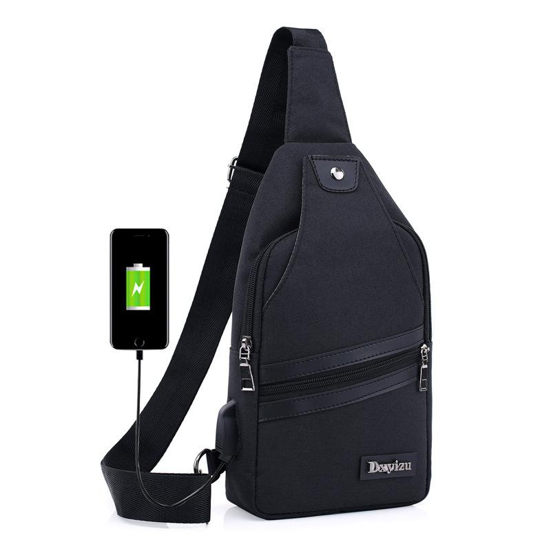 

Waist Bags Male Shoulder USB Charging Crossbody Men Anti Theft Chest Bag College Teenager Short Trip Messenger Fashion, Black
