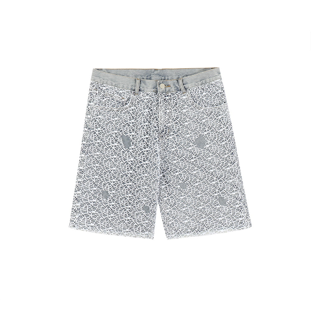 

Summer Hollow Out Frayed Vintage Men's Jeans Shorts Patchwork Washed Casual Baggy Denim Pants Oversized Jean Cargos