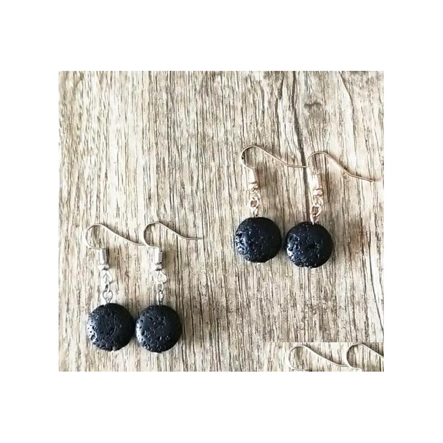 

Dangle Chandelier Round Black Lava Stone Earrings Necklace Diy Aromatherapy Essential Oil Diffuser Earings Jewelry Women Drop Deliv Dhdom