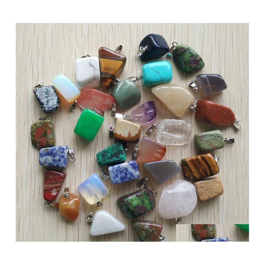 

Charms Natural Stone Irregar Shape Tigers Eye Rose Quartz Opal Pendant Pendants Chakras Gem Fit Earrings Necklac Yzedibleshop Drop D Dhdki