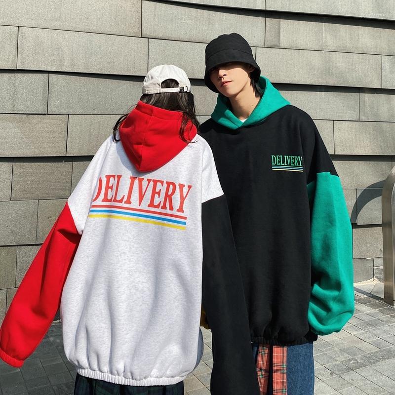 

Men's Hoodies 2023 Spring European And American Style Trend Fashion Casual Couple Printing Color Matching Hooded Pullover S-2XL, Black